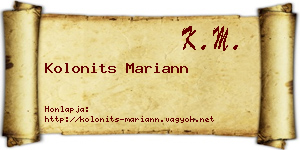 Kolonits Mariann névjegykártya