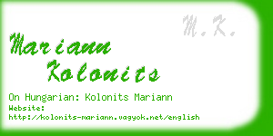 mariann kolonits business card